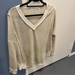 Vintage Havana Green and White Oversized Long Sleeve Sweater